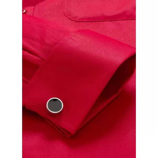 J.VER Men's French Cuff Dress Shirts Regular Fit Long Sleeve Spread Collar Metal Cufflink