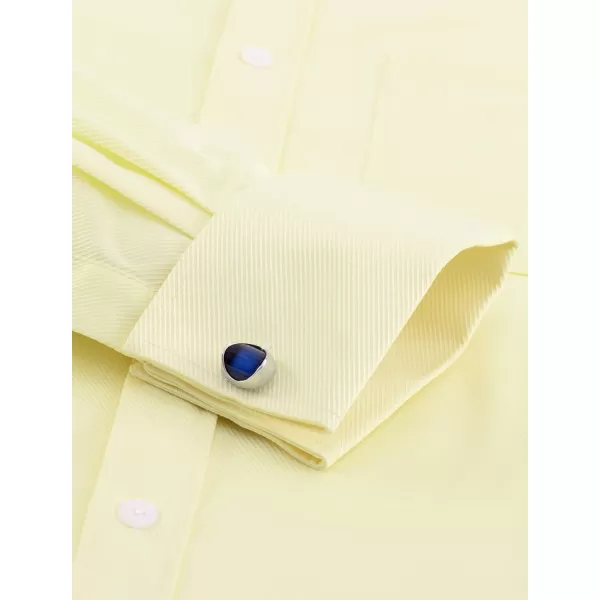 J.VER Men's French Cuff Dress Shirts Regular Fit Long Sleeve Spread Collar Metal Cufflink