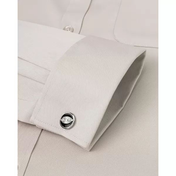 J.VER Men's French Cuff Dress Shirts Regular Fit Long Sleeve Spread Collar Metal Cufflink