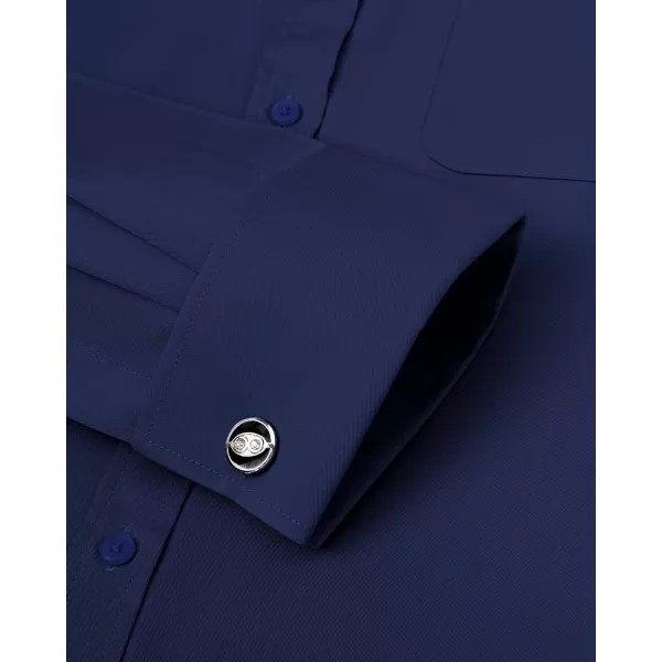 J.VER Men's French Cuff Dress Shirts Regular Fit Long Sleeve Spread Collar Metal Cufflink