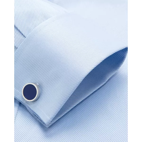 J.VER Men's French Cuff Dress Shirts Regular Fit Long Sleeve Spread Collar Metal Cufflink