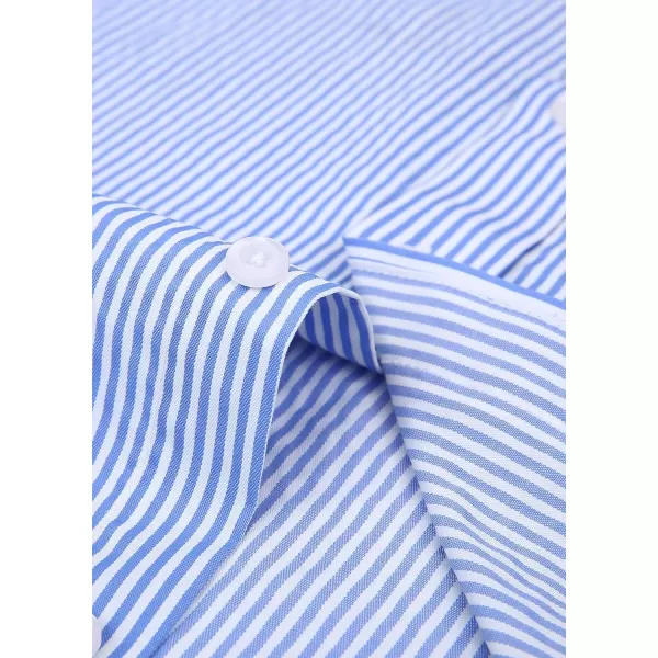 J.VER Men's French Cuff Dress Shirts Regular Fit Striped Long Sleeve Spread Collar Metal Cufflink