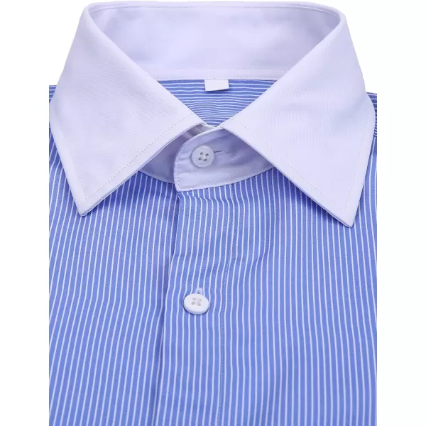 J.VER Men's French Cuff Dress Shirts Regular Fit Striped Long Sleeve Spread Collar Metal Cufflink
