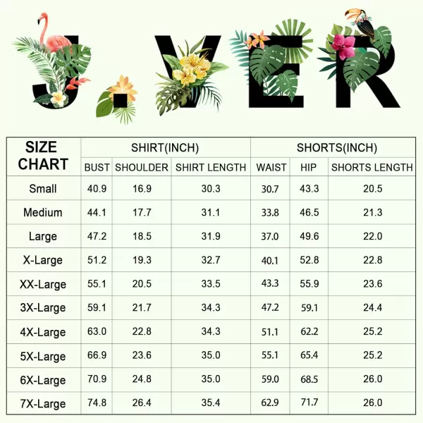 J.VER Men's Hawaiian Shirts Casual Button Down Short Sleeve Shirts Set Printed Shorts Beach Tropical Hawaii Suits