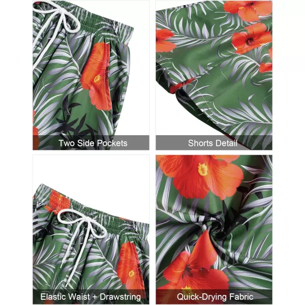 J.VER Men's Hawaiian Shirts Casual Button Down Short Sleeve Shirts Set Printed Shorts Beach Tropical Hawaii Suits