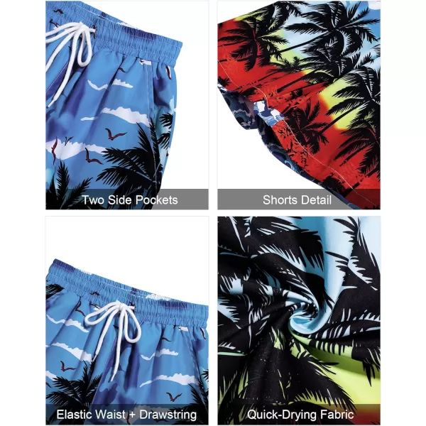 J.VER Men's Hawaiian Shirts Casual Button Down Short Sleeve Shirts Set Printed Shorts Beach Tropical Hawaii Suits