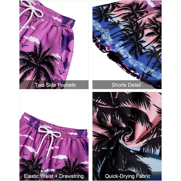 J.VER Men's Hawaiian Shirts Casual Button Down Short Sleeve Shirts Set Printed Shorts Beach Tropical Hawaii Suits