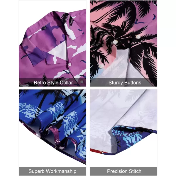 J.VER Men's Hawaiian Shirts Casual Button Down Short Sleeve Shirts Set Printed Shorts Beach Tropical Hawaii Suits