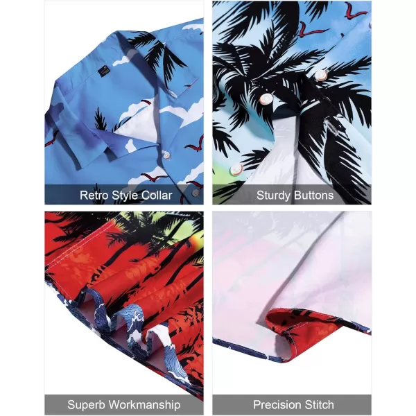 J.VER Men's Hawaiian Shirts Casual Button Down Short Sleeve Shirts Set Printed Shorts Beach Tropical Hawaii Suits