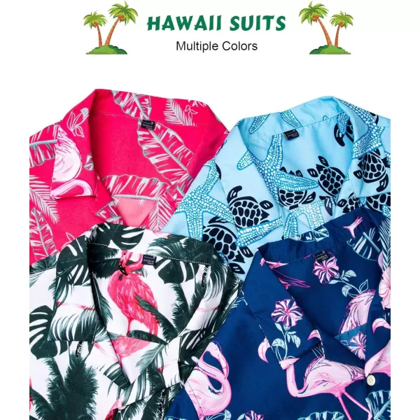 J.VER Men's Hawaiian Shirts Casual Button Down Short Sleeve Shirts Set Printed Shorts Beach Tropical Hawaii Suits