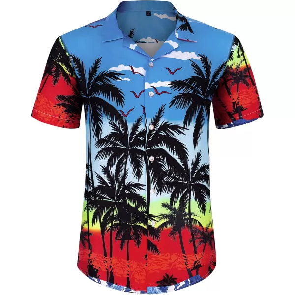 J.VER Men's Hawaiian Shirts Casual Button Down Short Sleeve Shirts Set Printed Shorts Beach Tropical Hawaii Suits