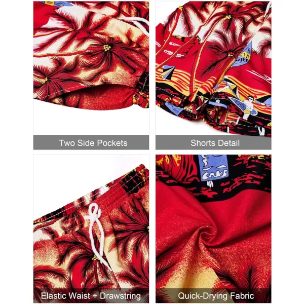 J.VER Men's Hawaiian Shirts Casual Button Down Short Sleeve Shirts Set Printed Shorts Beach Tropical Hawaii Suits