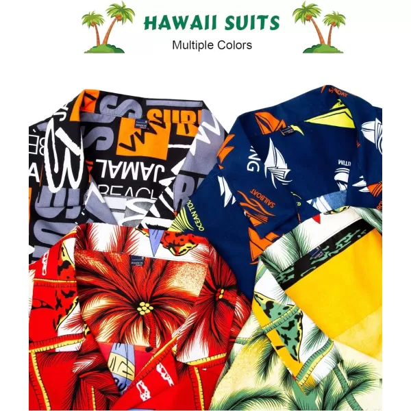 J.VER Men's Hawaiian Shirts Casual Button Down Short Sleeve Shirts Set Printed Shorts Beach Tropical Hawaii Suits