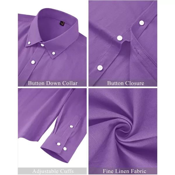 J.VER Men's Linen Shirt Casual Lightweight Long Sleeve Solid Button Down Collar Shirts Beach Tops for Holiday Work