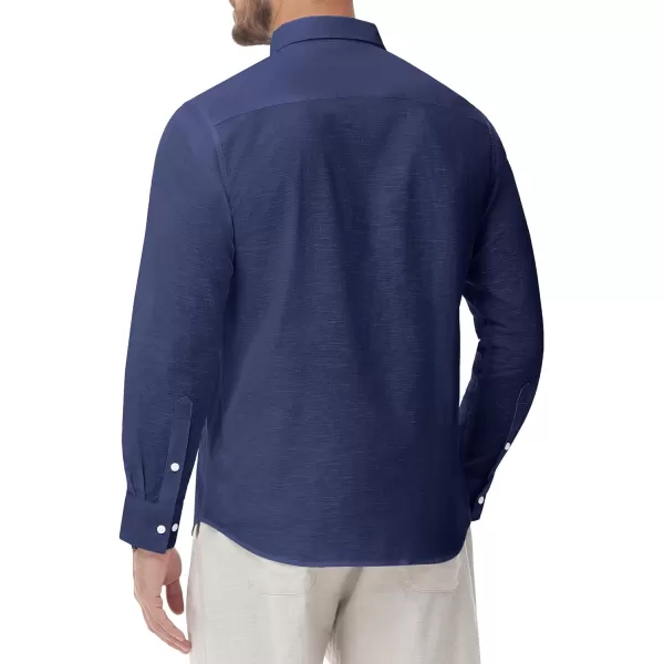 J.VER Men's Linen Shirt Casual Lightweight Long Sleeve Solid Button Down Collar Shirts Beach Tops for Holiday Work