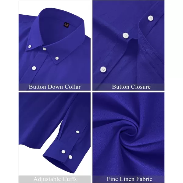 J.VER Men's Linen Shirt Casual Lightweight Long Sleeve Solid Button Down Collar Shirts Beach Tops for Holiday Work