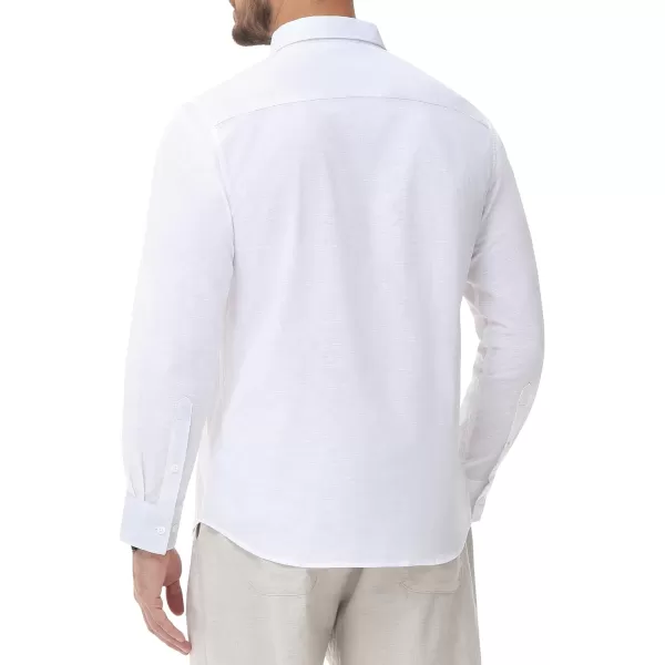 J.VER Men's Linen Shirt Casual Lightweight Long Sleeve Solid Button Down Collar Shirts Beach Tops for Holiday Work