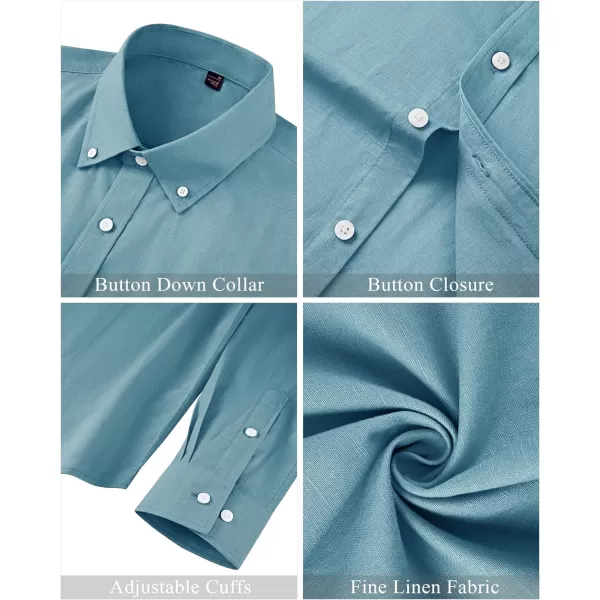 J.VER Men's Linen Shirt Casual Lightweight Long Sleeve Solid Button Down Collar Shirts Beach Tops for Holiday Work