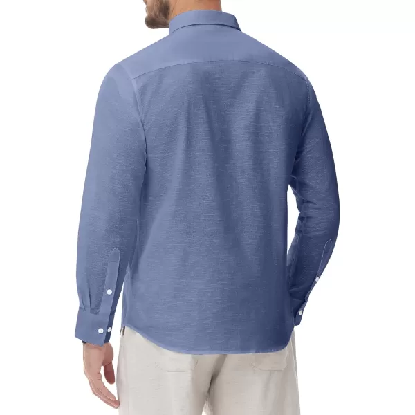 J.VER Men's Linen Shirt Casual Lightweight Long Sleeve Solid Button Down Collar Shirts Beach Tops for Holiday Work