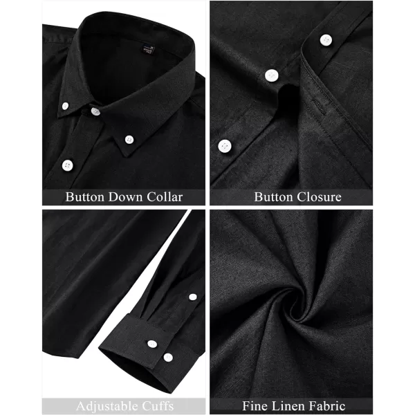 J.VER Men's Linen Shirt Casual Lightweight Long Sleeve Solid Button Down Collar Shirts Beach Tops for Holiday Work