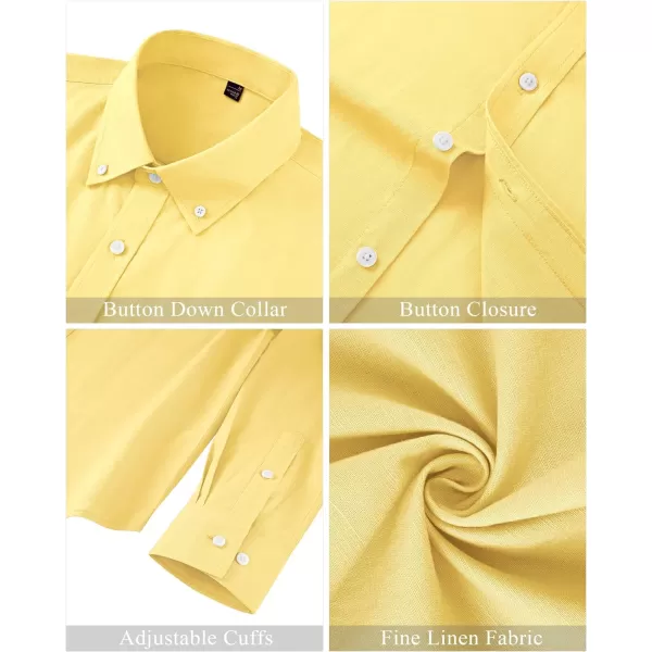 J.VER Men's Linen Shirt Casual Lightweight Long Sleeve Solid Button Down Collar Shirts Beach Tops for Holiday Work