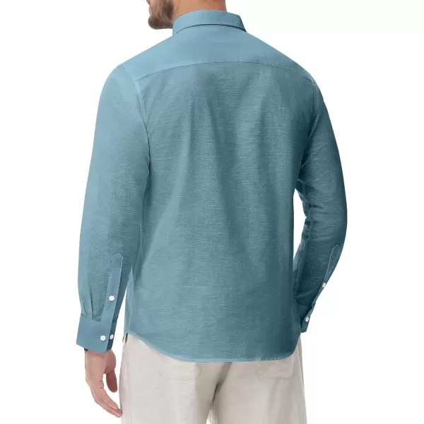 J.VER Men's Linen Shirt Casual Lightweight Long Sleeve Solid Button Down Collar Shirts Beach Tops for Holiday Work