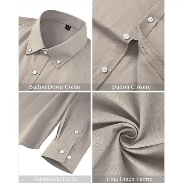 J.VER Men's Linen Shirt Casual Lightweight Long Sleeve Solid Button Down Collar Shirts Beach Tops for Holiday Work