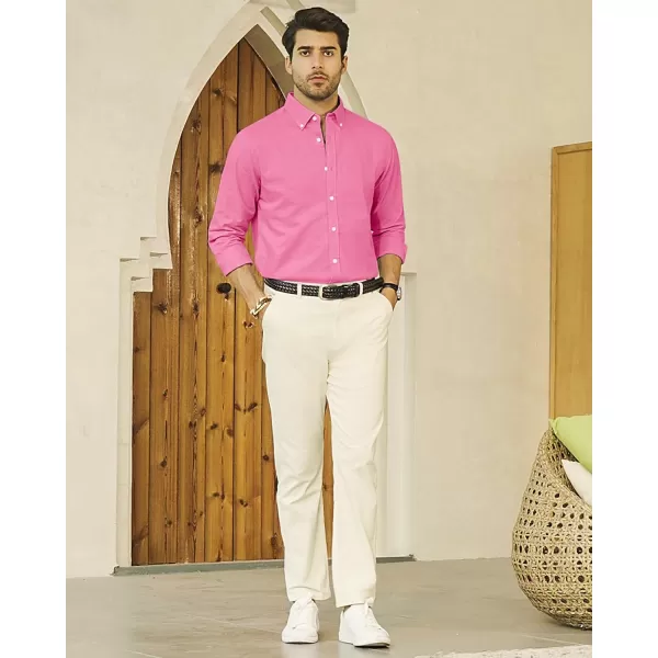 J.VER Men's Linen Shirt Casual Lightweight Long Sleeve Solid Button Down Collar Shirts Beach Tops for Holiday Work