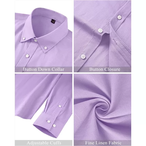 J.VER Men's Linen Shirt Casual Lightweight Long Sleeve Solid Button Down Collar Shirts Beach Tops for Holiday Work