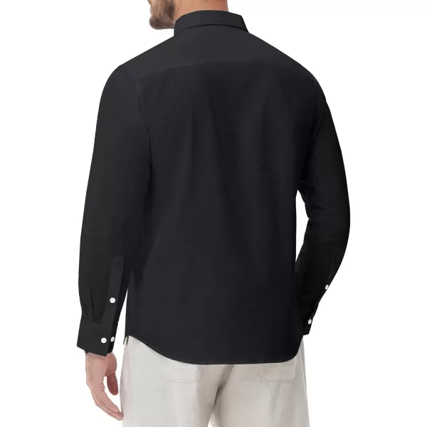 J.VER Men's Linen Shirt Casual Lightweight Long Sleeve Solid Button Down Collar Shirts Beach Tops for Holiday Work
