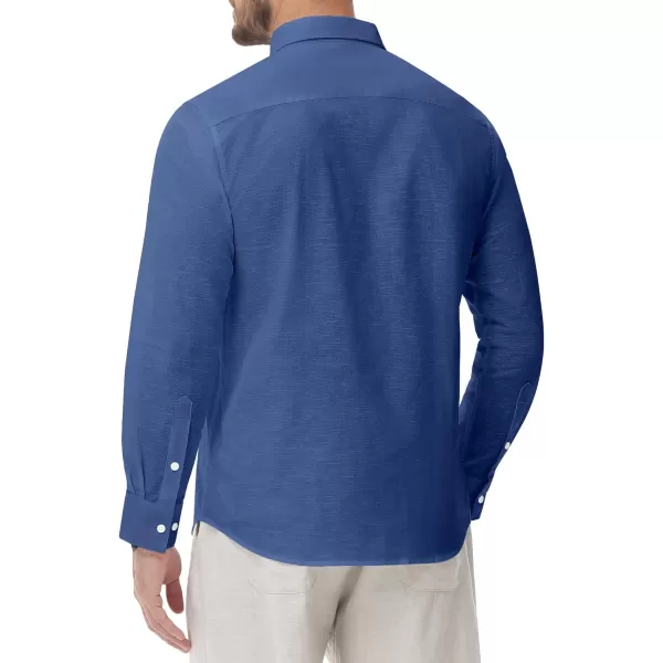 J.VER Men's Linen Shirt Casual Lightweight Long Sleeve Solid Button Down Collar Shirts Beach Tops for Holiday Work