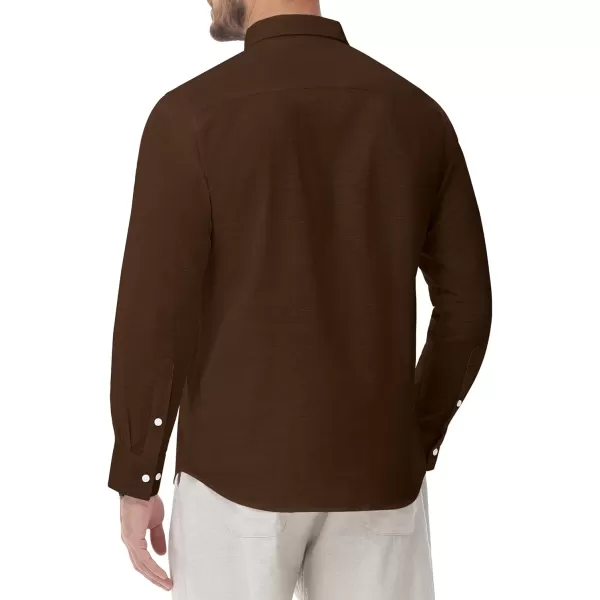 J.VER Men's Linen Shirt Casual Lightweight Long Sleeve Solid Button Down Collar Shirts Beach Tops for Holiday Work