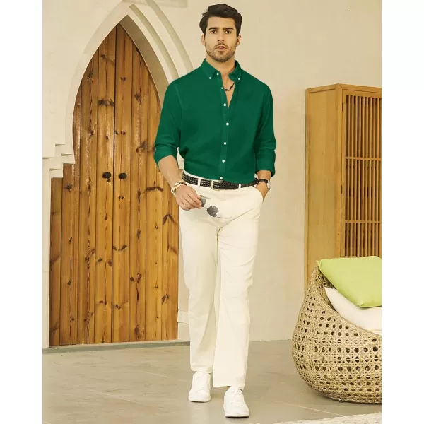 J.VER Men's Linen Shirt Casual Lightweight Long Sleeve Solid Button Down Collar Shirts Beach Tops for Holiday Work