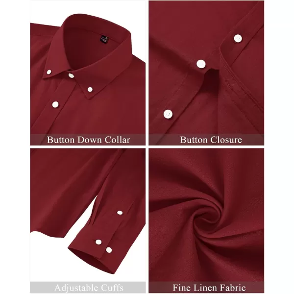 J.VER Men's Linen Shirt Casual Lightweight Long Sleeve Solid Button Down Collar Shirts Beach Tops for Holiday Work