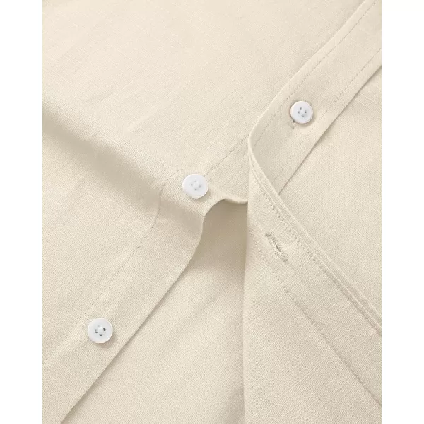 J.VER Men's Linen Shirt Casual Lightweight Long Sleeve Solid Button Down Collar Shirts Beach Tops for Holiday Work