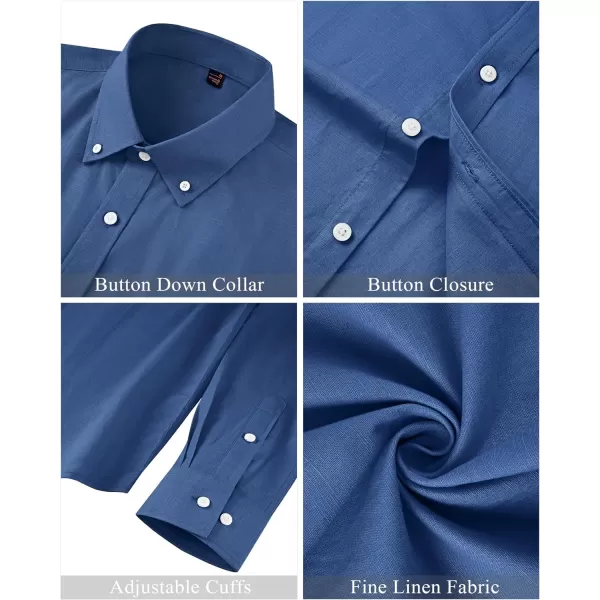 J.VER Men's Linen Shirt Casual Lightweight Long Sleeve Solid Button Down Collar Shirts Beach Tops for Holiday Work