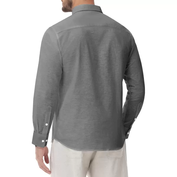 J.VER Men's Linen Shirt Casual Lightweight Long Sleeve Solid Button Down Collar Shirts Beach Tops for Holiday Work
