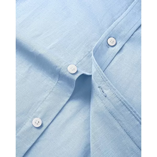 J.VER Men's Linen Shirt Casual Lightweight Long Sleeve Solid Button Down Collar Shirts Beach Tops for Holiday Work