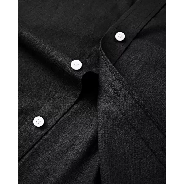 J.VER Men's Linen Shirt Casual Lightweight Long Sleeve Solid Button Down Collar Shirts Beach Tops for Holiday Work