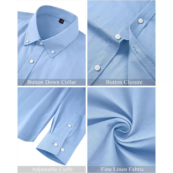 J.VER Men's Linen Shirt Casual Lightweight Long Sleeve Solid Button Down Collar Shirts Beach Tops for Holiday Work