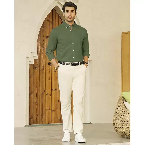 J.VER Men's Linen Shirt Casual Lightweight Long Sleeve Solid Button Down Collar Shirts Beach Tops for Holiday Work