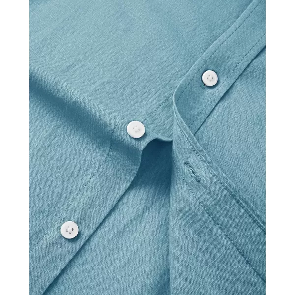 J.VER Men's Linen Shirt Casual Lightweight Long Sleeve Solid Button Down Collar Shirts Beach Tops for Holiday Work