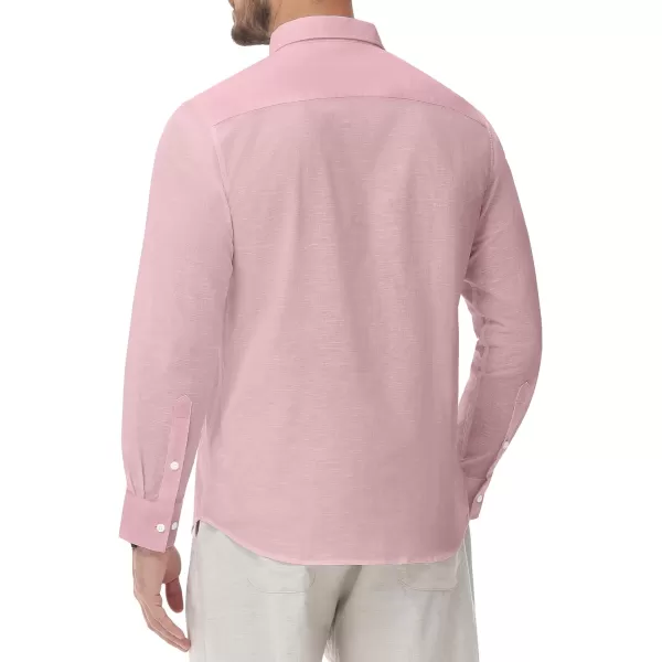 J.VER Men's Linen Shirt Casual Lightweight Long Sleeve Solid Button Down Collar Shirts Beach Tops for Holiday Work