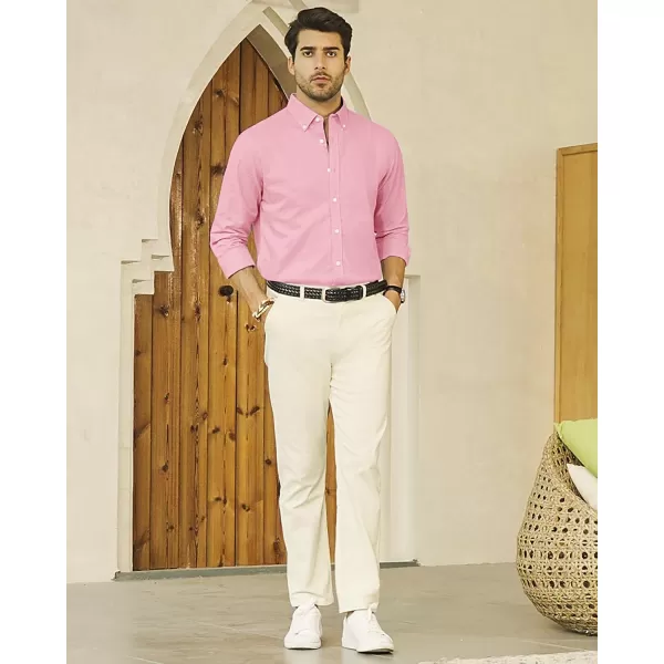J.VER Men's Linen Shirt Casual Lightweight Long Sleeve Solid Button Down Collar Shirts Beach Tops for Holiday Work
