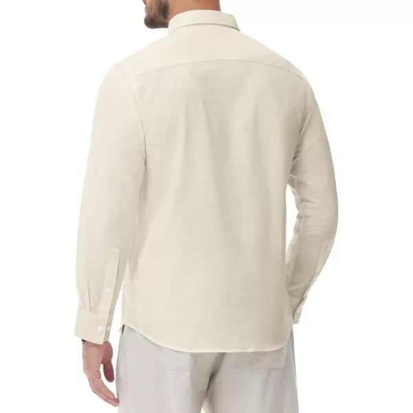 J.VER Men's Linen Shirt Casual Lightweight Long Sleeve Solid Button Down Collar Shirts Beach Tops for Holiday Work