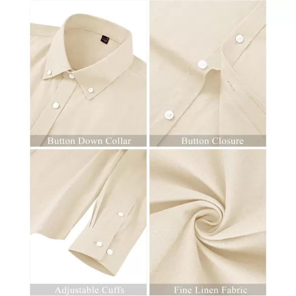 J.VER Men's Linen Shirt Casual Lightweight Long Sleeve Solid Button Down Collar Shirts Beach Tops for Holiday Work