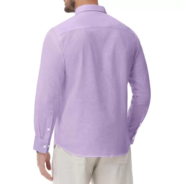 J.VER Men's Linen Shirt Casual Lightweight Long Sleeve Solid Button Down Collar Shirts Beach Tops for Holiday Work
