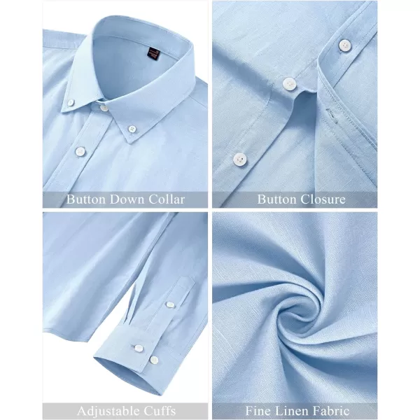 J.VER Men's Linen Shirt Casual Lightweight Long Sleeve Solid Button Down Collar Shirts Beach Tops for Holiday Work