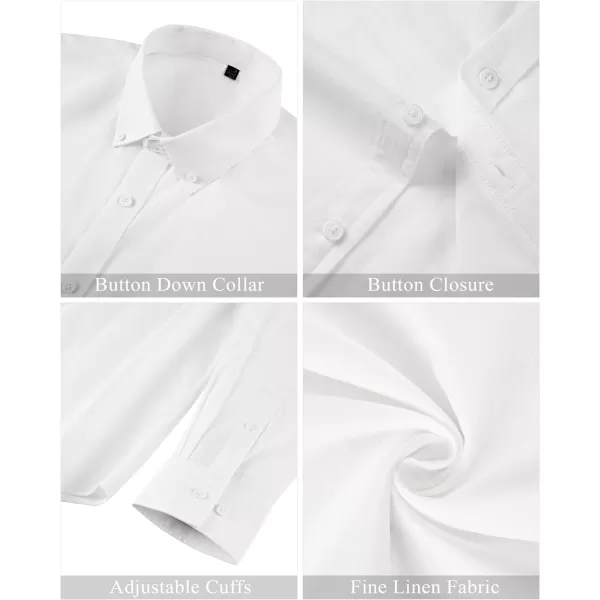 J.VER Men's Linen Shirt Casual Lightweight Long Sleeve Solid Button Down Collar Shirts Beach Tops for Holiday Work