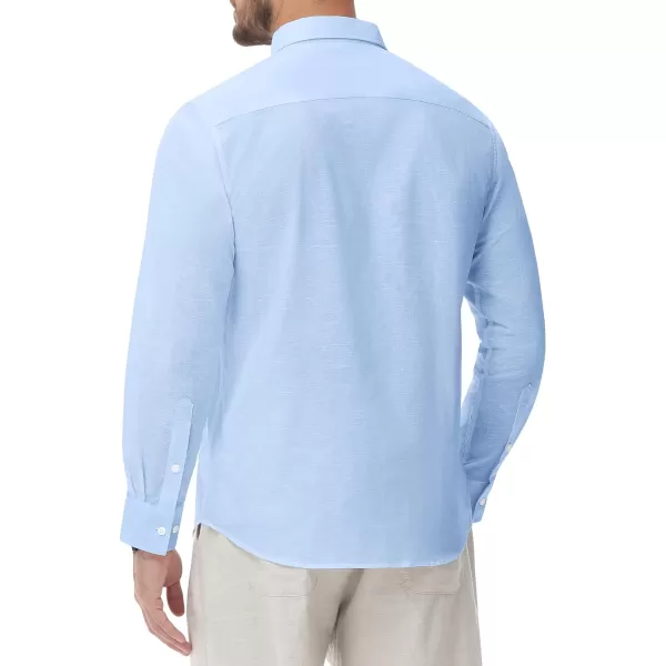 J.VER Men's Linen Shirt Casual Lightweight Long Sleeve Solid Button Down Collar Shirts Beach Tops for Holiday Work